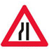 Advarsel om indsnævring af vej på venstre side